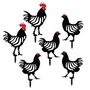 Aberto Design Chicken Family 6 - Juego de 6 Esculturas de Metal para Jardín Negro